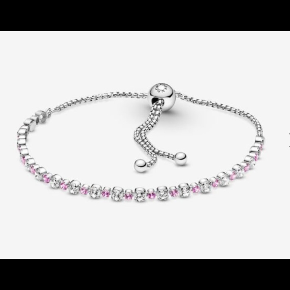Pandora Pink and clear slider bracelet